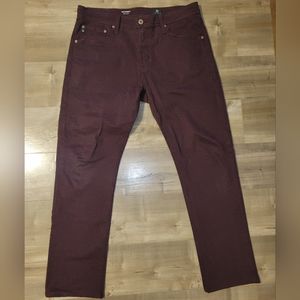 Adriano Goldschmied The Everett Slim Straight 34x34 Pants Burgundy Purple Black